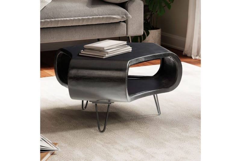 Soffbord Wohnling massivt trä, extravagant rundad design, modern, herrgårdsstil Svart - Svart - Möbler - Vardagsrum - Soffbord & vardagsrumsbord - Soffbord