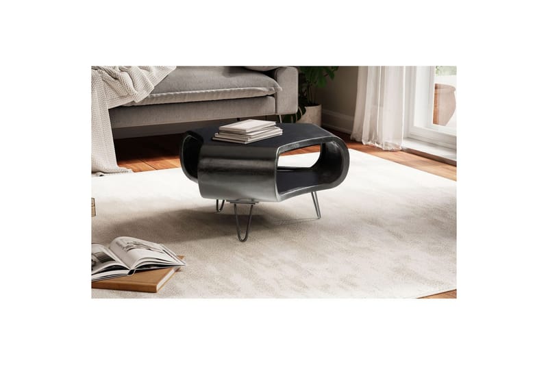 Soffbord Wohnling massivt trä, extravagant rundad design, modern, herrgårdsstil Svart - Svart - Möbler - Vardagsrum - Soffbord & vardagsrumsbord - Soffbord