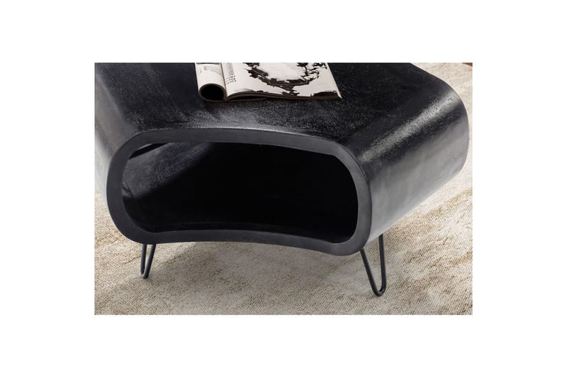 Soffbord Wohnling massivt trä, extravagant rundad design, modern, herrgårdsstil Svart - Svart - Möbler - Vardagsrum - Soffbord & vardagsrumsbord - Soffbord