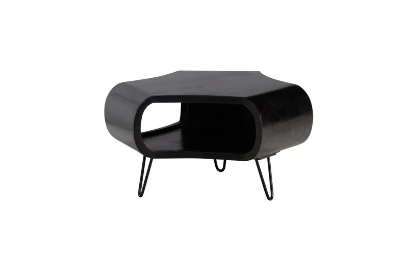 Soffbord Wohnling massivt trä, extravagant rundad design, modern, herrgårdsstil Svart, Svart