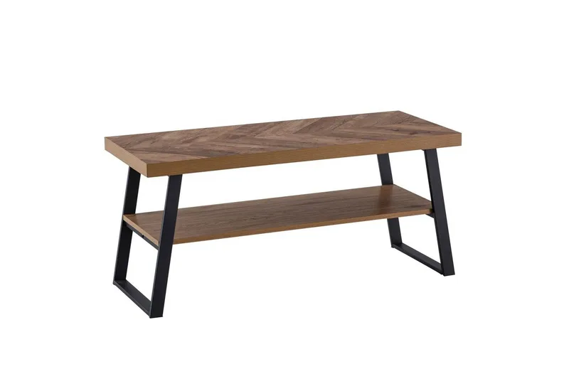 Soffbord Wohnling Massivt trä fiskbensmönster förvaringsutrymme 100 cm