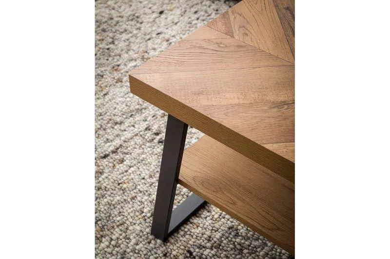 Soffbord Wohnling Massivt trä fiskbensmönster förvaringsutrymme 100 cm - Möbler - Vardagsrum - Soffbord & vardagsrumsbord - Soffbord