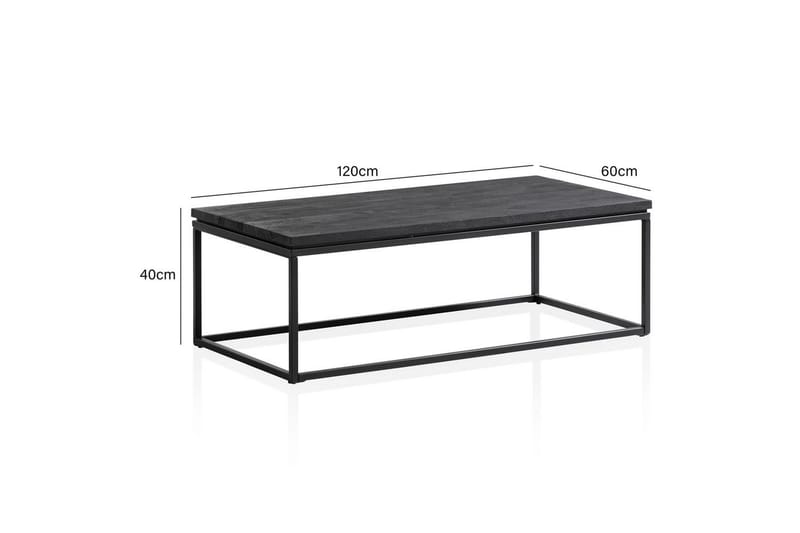 Soffbord Wohnling massivt trä, metallklassisk ram, modern stil 120x60x40 cm - 120x60x40 cm - Möbler - Vardagsrum - Soffbord & vardagsrumsbord - Soffbord