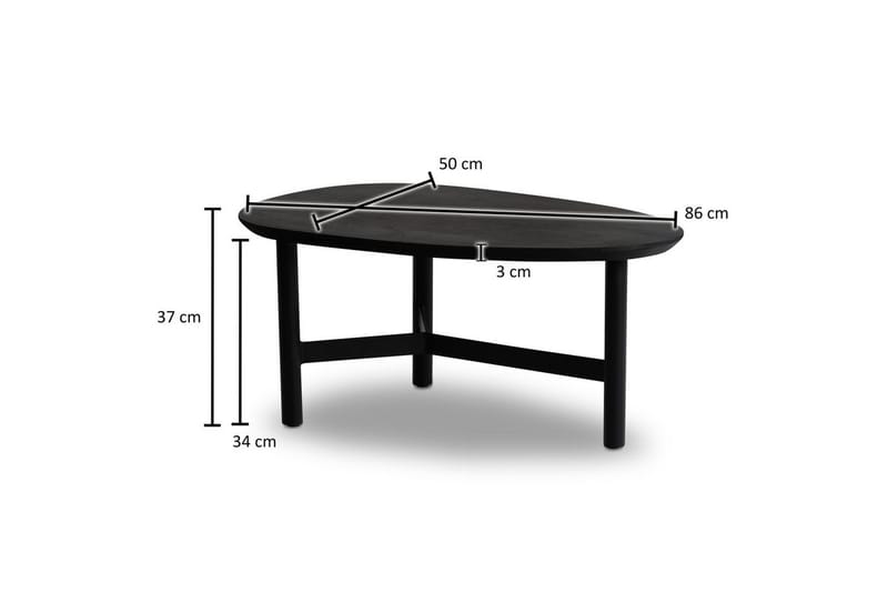 Soffbord Wohnling Massivt trä njurformad 3-bensram modern - Möbler - Vardagsrum - Soffbord & vardagsrumsbord - Soffbord