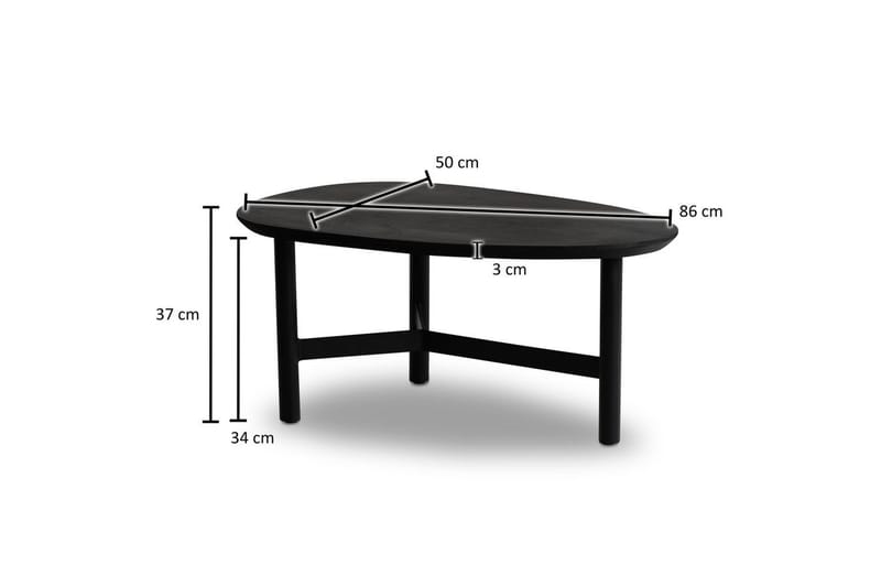 Soffbord Wohnling Massivt trä njurformad 3-bensram modern - Möbler - Vardagsrum - Soffbord & vardagsrumsbord - Soffbord