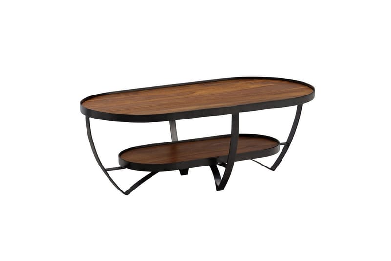 Soffbord Wohnling Massivt trä oval industriell stil med förvaring - Möbler - Vardagsrum - Soffbord & vardagsrumsbord - Soffbord