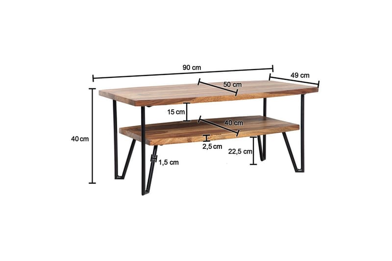 Soffbord Wohnling Massivt trä rektangulär med bricka lantligt metallben - Möbler - Vardagsrum - Soffbord & vardagsrumsbord - Soffbord