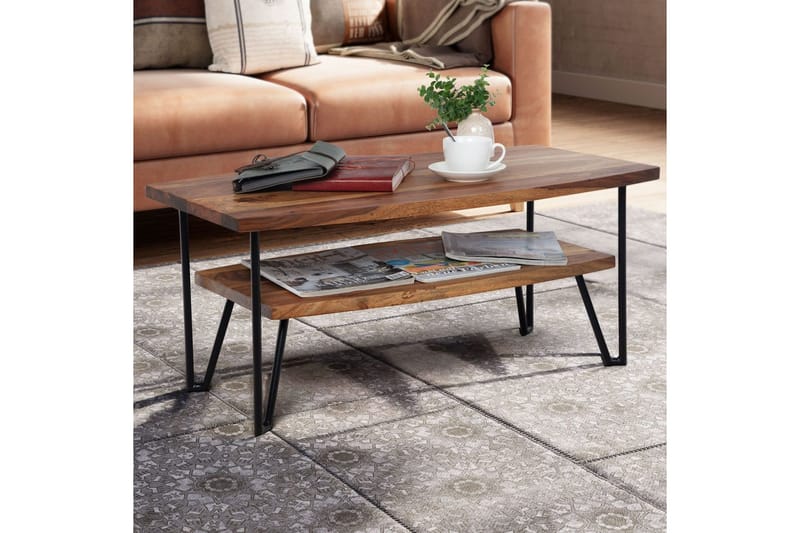 Soffbord Wohnling Massivt trä rektangulär med bricka lantligt metallben - Möbler - Vardagsrum - Soffbord & vardagsrumsbord - Soffbord