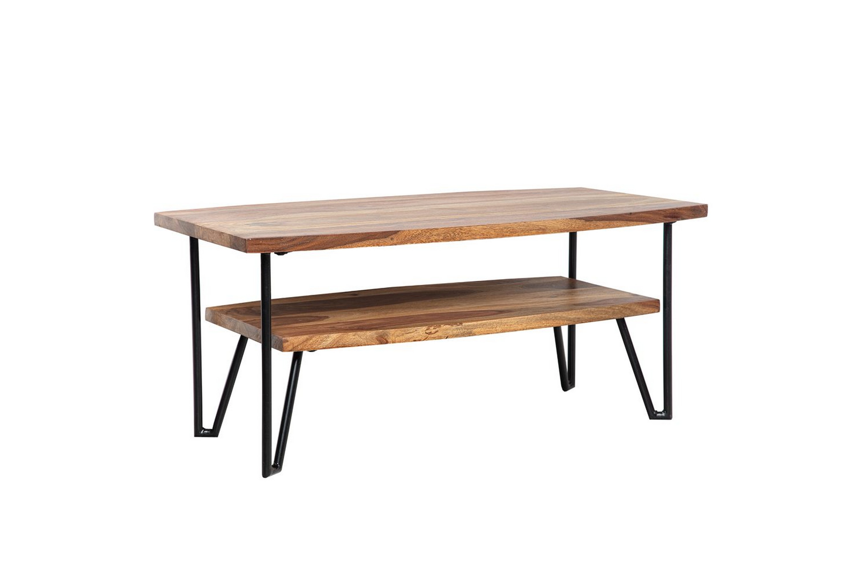 soffbord wohnling massivt trä rektangulär med bricka lantligt metallben -