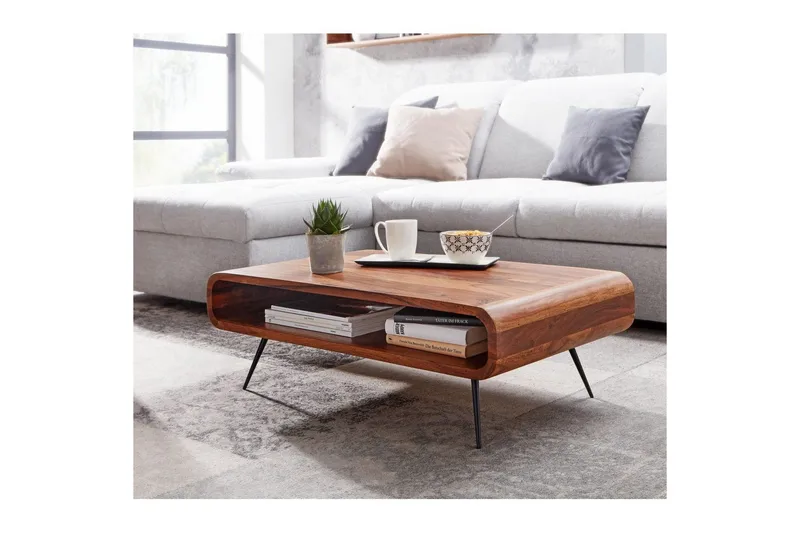 Soffbord Wohnling Massivt trä rektangulär rundade hörn lantligt - Möbler - Vardagsrum - Soffbord & vardagsrumsbord - Soffbord