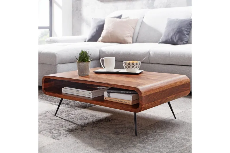 Soffbord Wohnling Massivt trä rektangulär rundade hörn lantligt - Möbler - Vardagsrum - Soffbord & vardagsrumsbord - Soffbord