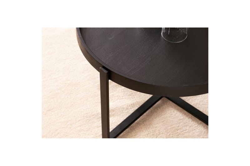 Soffbord Wohnling Massivt trä rund 60 cm med klassiskt utseende metallram modern - Möbler - Vardagsrum - Soffbord & vardagsrumsbord - Soffbord