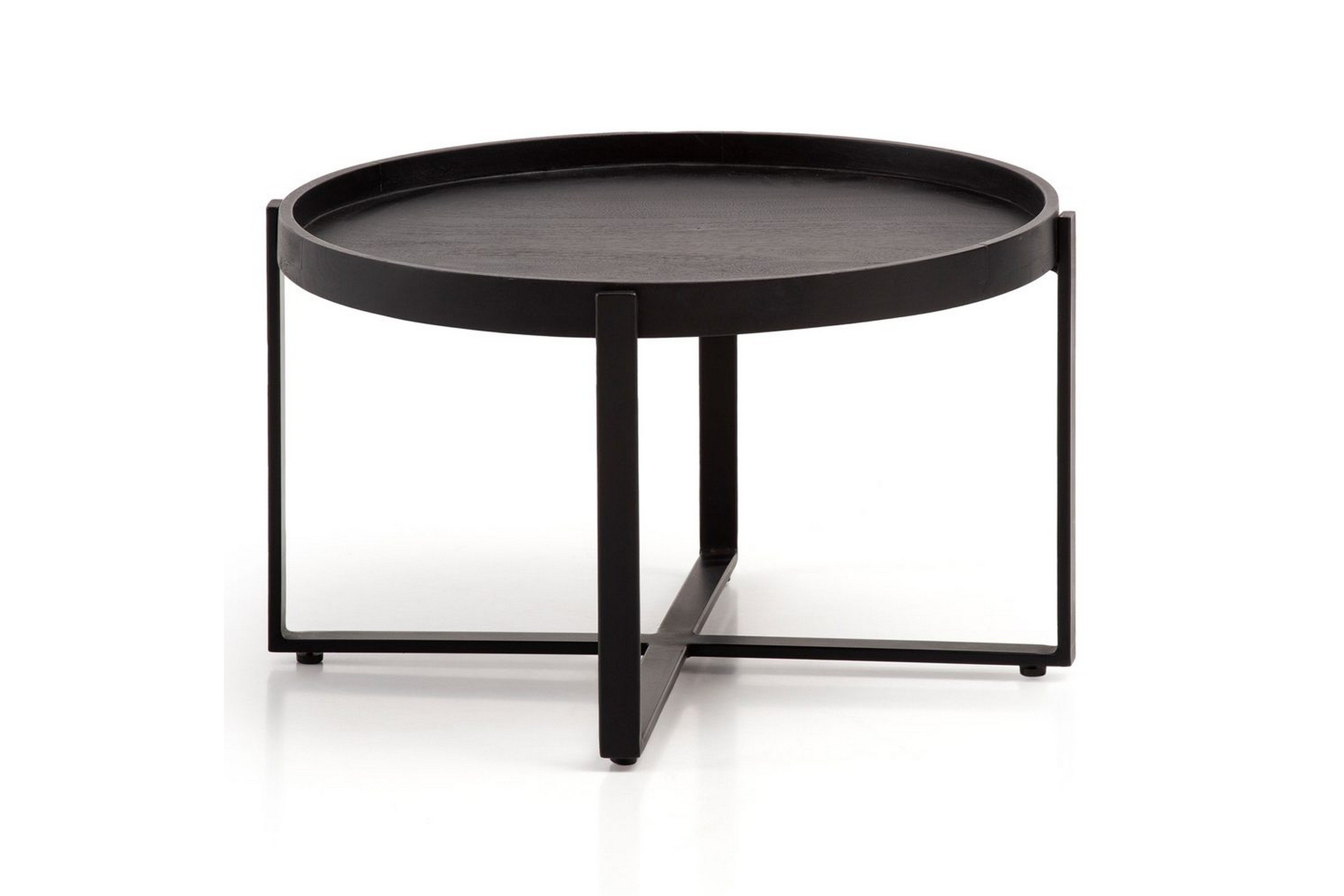 soffbord wohnling massivt trä rund 60 cm med klassiskt utseende metallram modern -