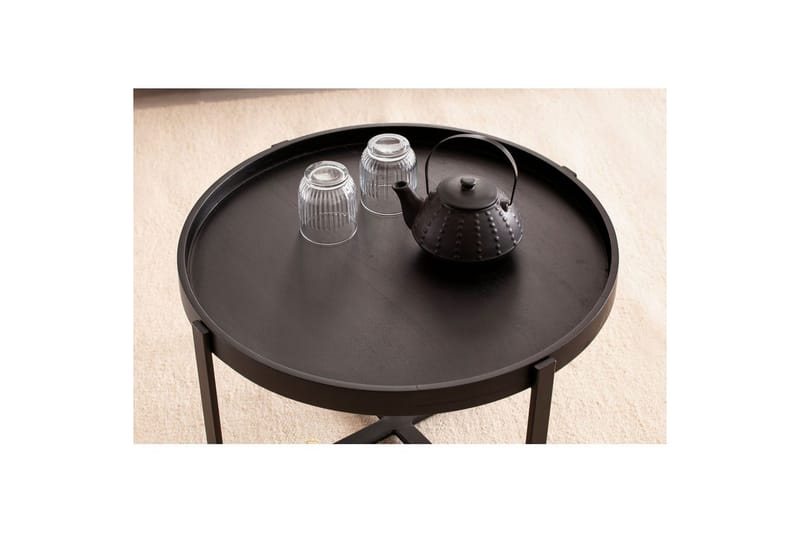 Soffbord Wohnling Massivt trä rund 60 cm med klassiskt utseende metallram modern - Möbler - Vardagsrum - Soffbord & vardagsrumsbord - Soffbord