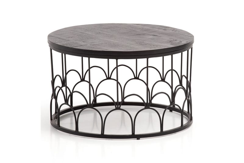Soffbord Wohnling Massivt trä rund 60 cm med modern metallram modern - Möbler - Vardagsrum - Soffbord & vardagsrumsbord - Soffbord