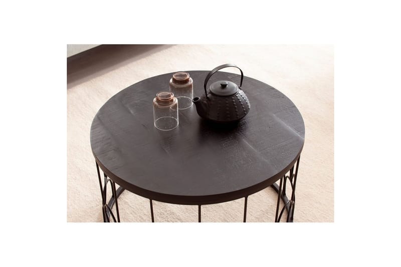 Soffbord Wohnling Massivt trä rund 60 cm med modern metallram modern - Möbler - Vardagsrum - Soffbord & vardagsrumsbord - Soffbord