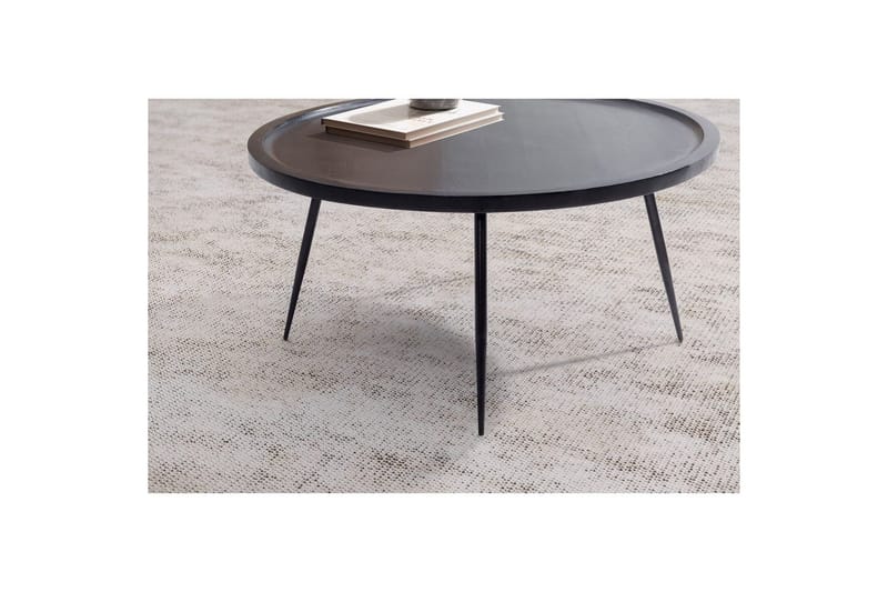 Soffbord Wohnling massivt trä, rund 75 cm med nålben, herrgårdsstil Svart - Svart - Möbler - Vardagsrum - Soffbord & vardagsrumsbord - Soffbord