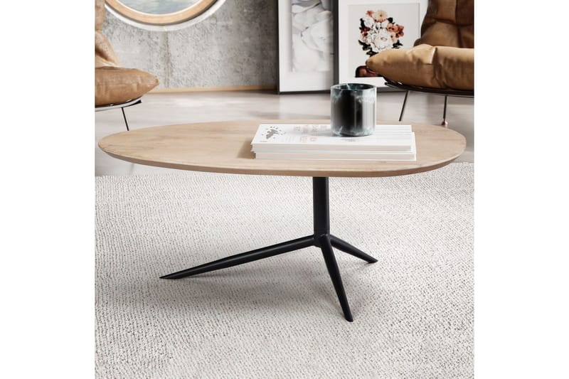 Soffbord Wohnling Massivt trä vitlaserat 86 cm ovalt modern - Möbler - Vardagsrum - Soffbord & vardagsrumsbord - Soffbord