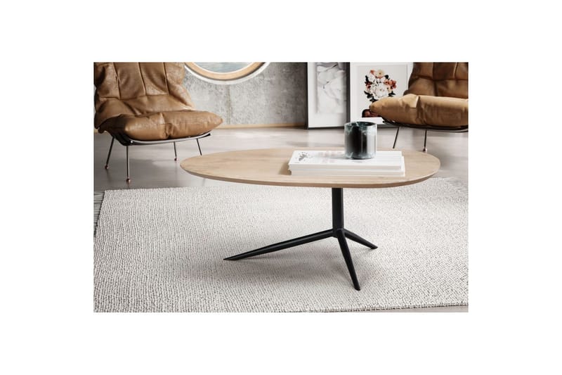 Soffbord Wohnling Massivt trä vitlaserat 86 cm ovalt modern - Möbler - Vardagsrum - Soffbord & vardagsrumsbord - Soffbord