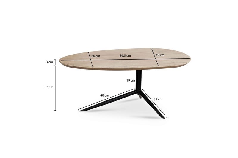 Soffbord Wohnling Massivt trä vitlaserat 86 cm ovalt modern - Möbler - Vardagsrum - Soffbord & vardagsrumsbord - Soffbord