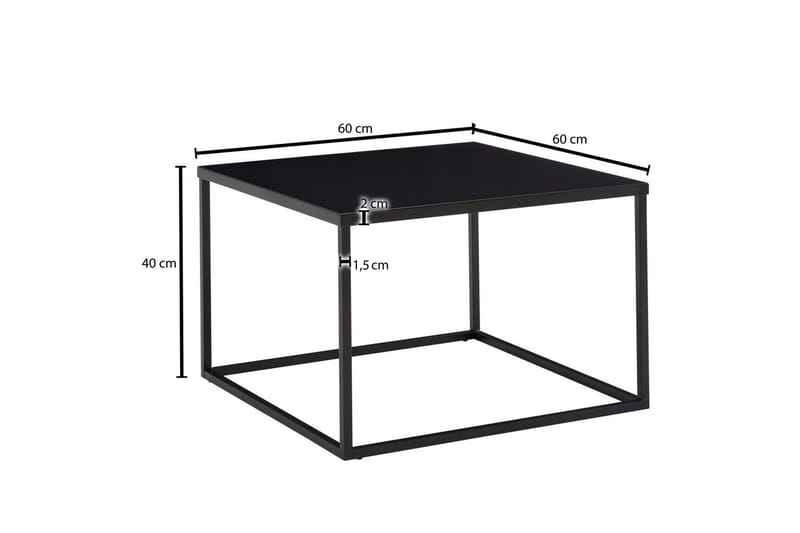 Soffbord Wohnling metall fyrkantig, modern stil Svart - Svart - Möbler - Vardagsrum - Soffbord & vardagsrumsbord - Soffbord