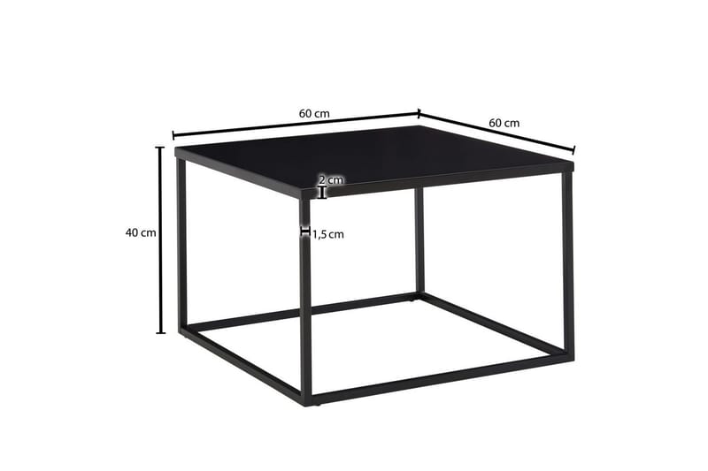 Soffbord Wohnling metall fyrkantig, modern stil Svart - Svart - Möbler - Vardagsrum - Soffbord & vardagsrumsbord - Soffbord