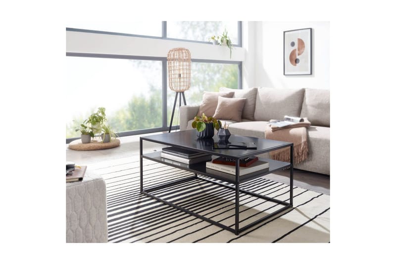 Soffbord Wohnling metall rektangulär med bricka, modern stil Svart - Svart - Möbler - Vardagsrum - Soffbord & vardagsrumsbord - Soffbord
