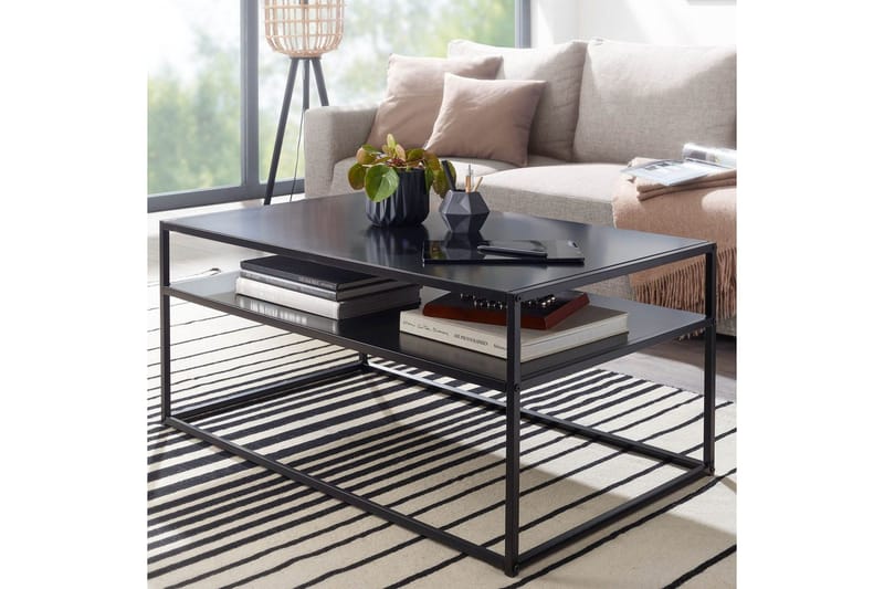 Soffbord Wohnling metall rektangulär med bricka, modern stil Svart - Svart - Möbler - Vardagsrum - Soffbord & vardagsrumsbord - Soffbord