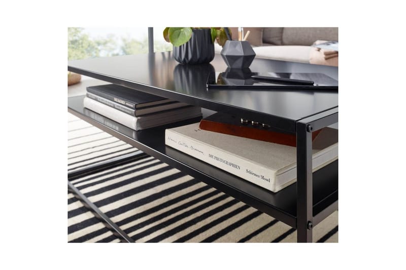 Soffbord Wohnling metall rektangulär med bricka, modern stil Svart - Svart - Möbler - Vardagsrum - Soffbord & vardagsrumsbord - Soffbord