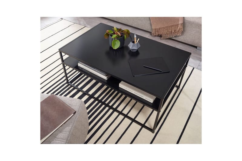 Soffbord Wohnling metall rektangulär med bricka, modern stil Svart - Svart - Möbler - Vardagsrum - Soffbord & vardagsrumsbord - Soffbord
