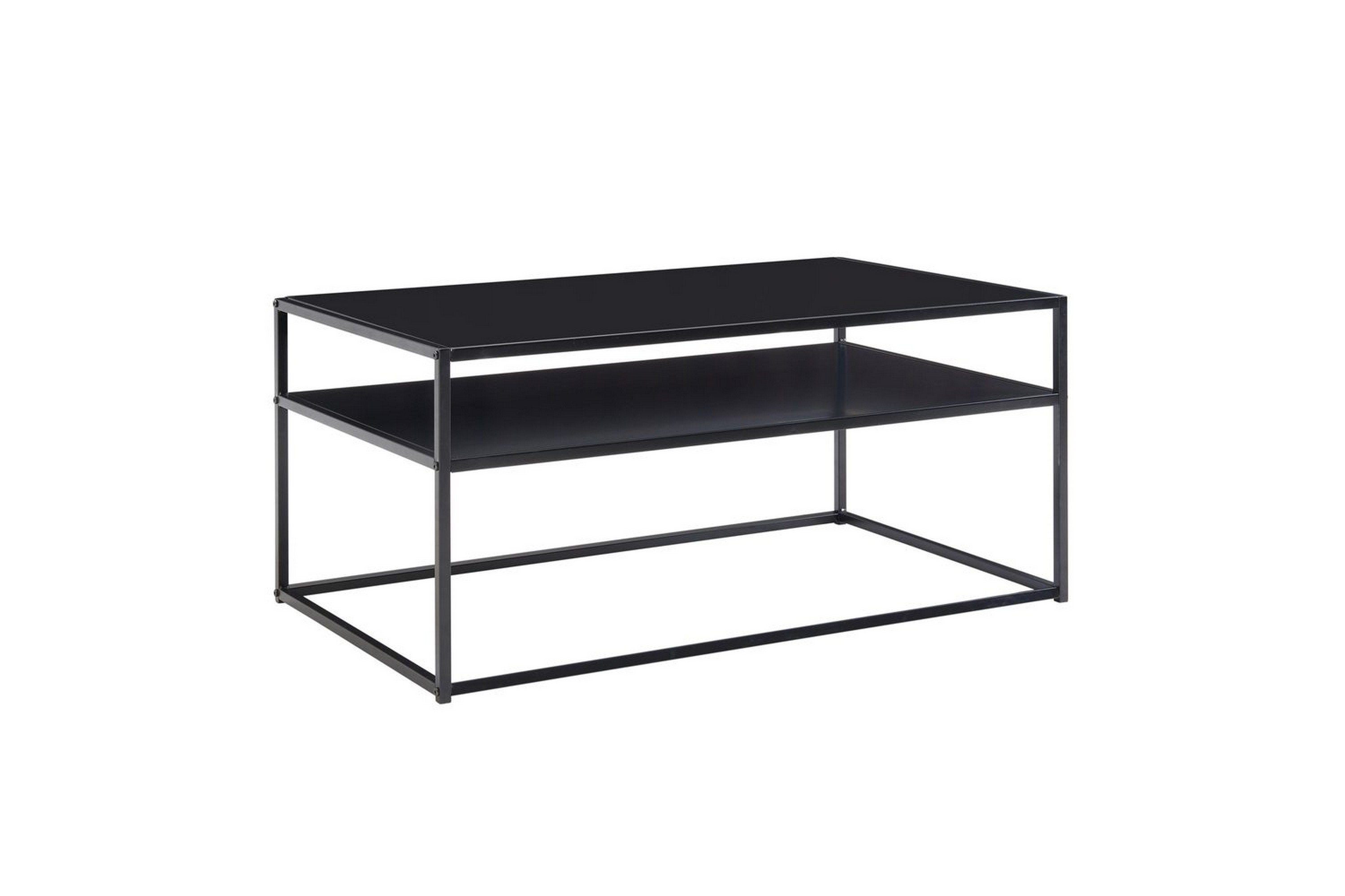 soffbord wohnling metall rektangulär med bricka, modern stil svart - svart