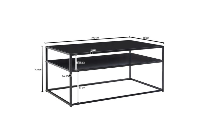 Soffbord Wohnling metall rektangulär med bricka, modern stil Svart - Svart - Möbler - Vardagsrum - Soffbord & vardagsrumsbord - Soffbord