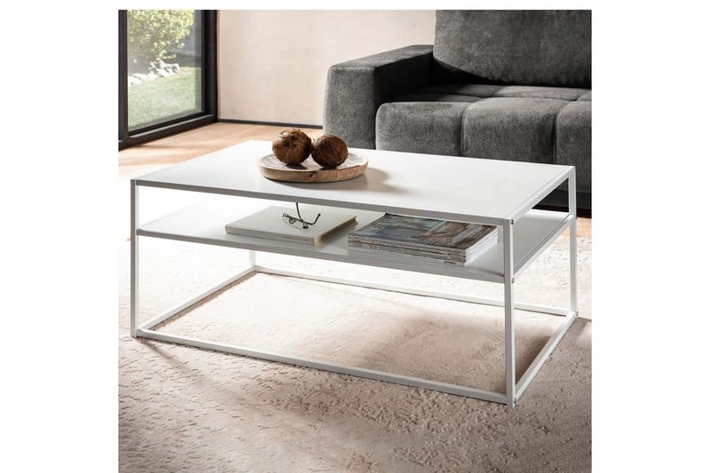 Soffbord Wohnling metall rektangulär med bricka, modern stil Vit - Vit - Möbler - Vardagsrum - Soffbord & vardagsrumsbord - Soffbord