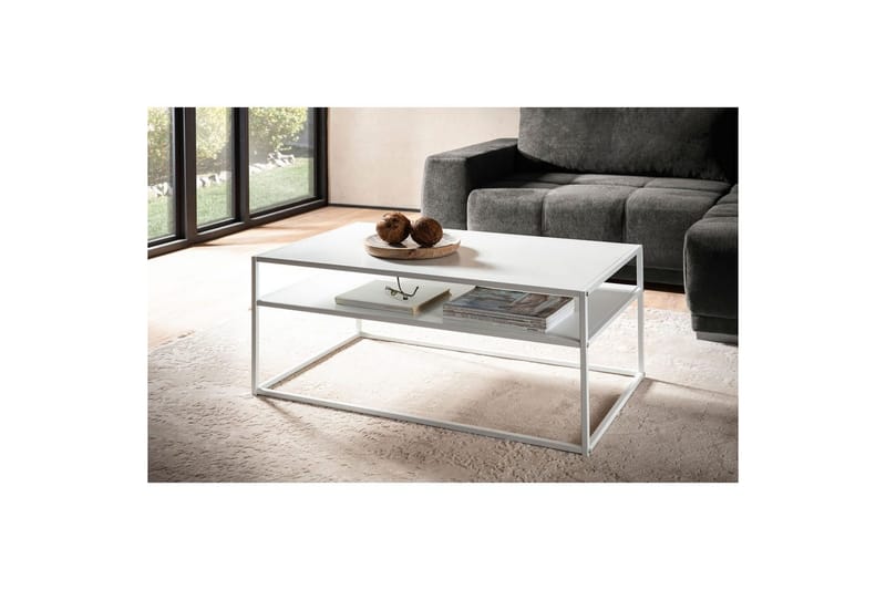 Soffbord Wohnling metall rektangulär med bricka, modern stil Vit - Vit - Möbler - Vardagsrum - Soffbord & vardagsrumsbord - Soffbord