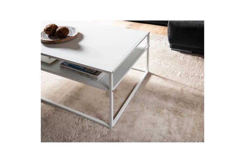 Soffbord Wohnling metall rektangulär med bricka, modern stil Vit - Vit - Möbler - Vardagsrum - Soffbord & vardagsrumsbord - Soffbord