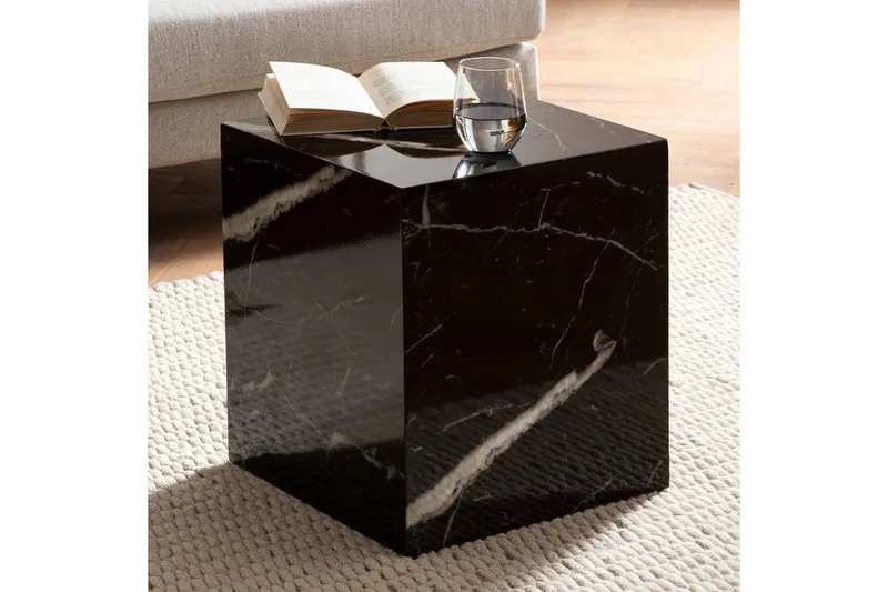 Soffbord Wohnling MONOBLOC marmorausseende 40x40x45 cm, modern stil Marmor Svart - Marmor Svart - Möbler - Vardagsrum - Soffbord & vardagsrumsbord - Soffbord