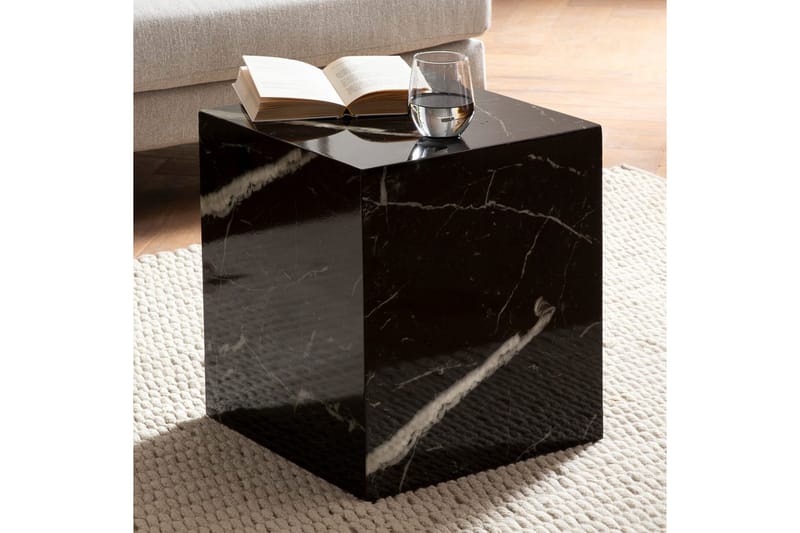 Soffbord Wohnling MONOBLOC marmorausseende 40x40x45 cm, modern stil Marmor Svart - Marmor Svart - Möbler - Vardagsrum - Soffbord & vardagsrumsbord - Soffbord