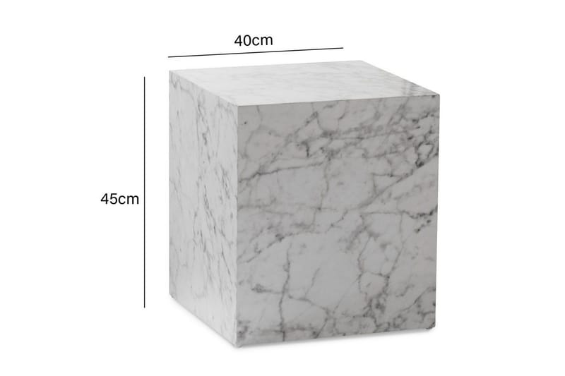 Soffbord Wohnling MONOBLOC marmorausseende 40x40x45 cm, modern stil Marmor Vit - Marmor Vit - Möbler - Vardagsrum - Soffbord & vardagsrumsbord - Marmorbord