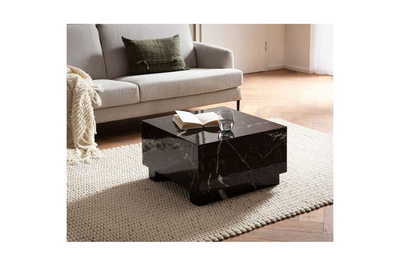 Soffbord Wohnling MONOBLOC modernt utseende, 60x60x35 cm, med släda ben Marmor Svart - Marmor Svart - Möbler - Vardagsrum - Soffbord & vardagsrumsbord - Marmorbord