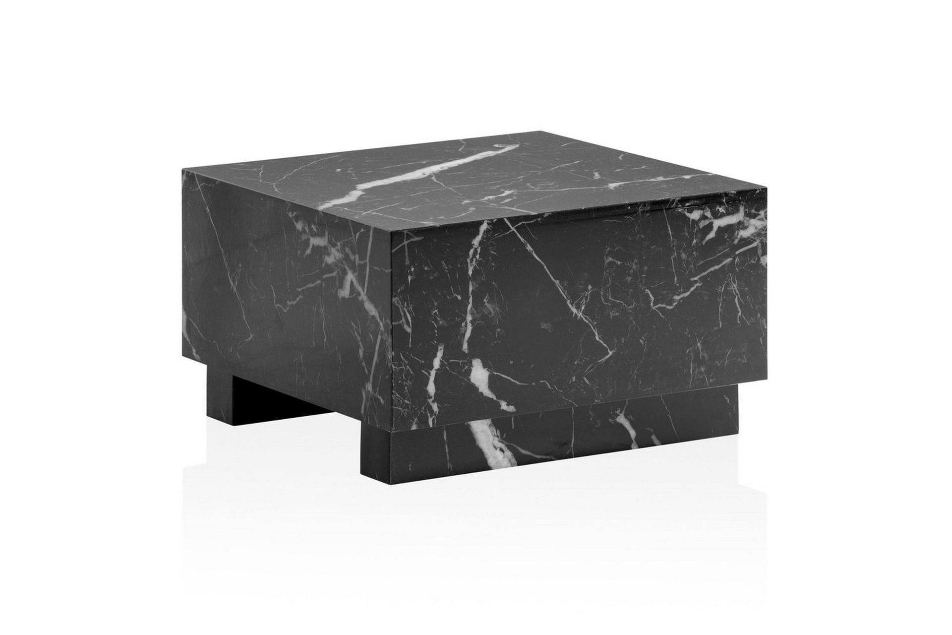 soffbord wohnling monobloc modernt utseende, 60x60x35 cm, med släda ben marmor svart - marmor svart