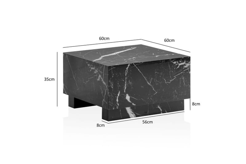 Soffbord Wohnling MONOBLOC modernt utseende, 60x60x35 cm, med släda ben Marmor Svart - Marmor Svart - Möbler - Vardagsrum - Soffbord & vardagsrumsbord - Marmorbord