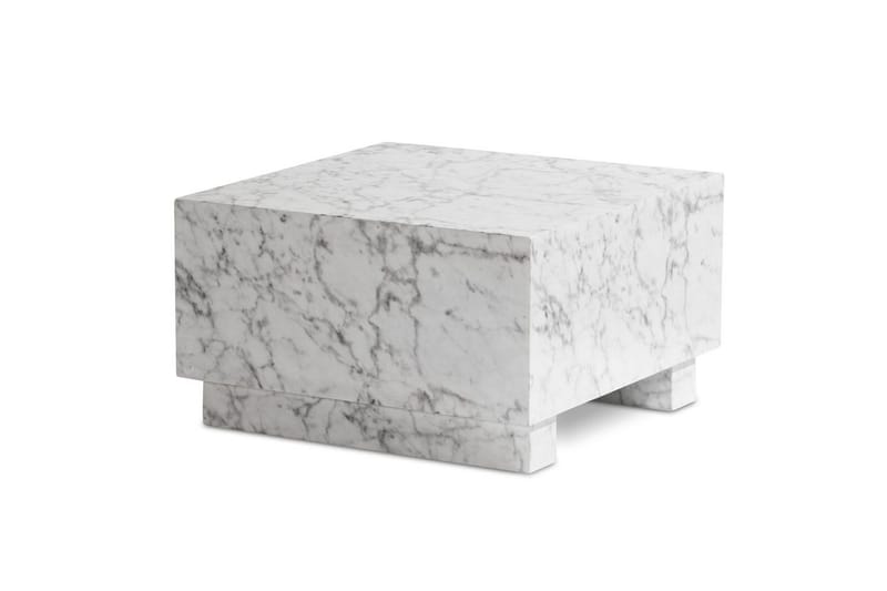 Soffbord Wohnling MONOBLOC modernt utseende, 60x60x35 cm, med släda ben Marmor Vit - Marmor Vit - Möbler - Vardagsrum - Soffbord & vardagsrumsbord - Soffbord