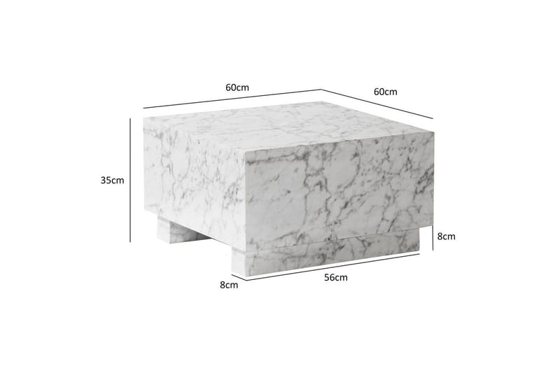 Soffbord Wohnling MONOBLOC modernt utseende, 60x60x35 cm, med släda ben Marmor Vit - Marmor Vit - Möbler - Vardagsrum - Soffbord & vardagsrumsbord - Soffbord
