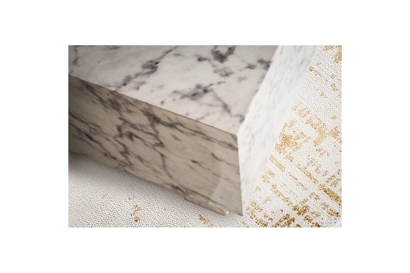 Soffbord Wohnling MONOBLOC modernt utseende, 60x60x35 cm, med släda ben Marmor Vit - Marmor Vit - Möbler - Vardagsrum - Soffbord & vardagsrumsbord - Soffbord
