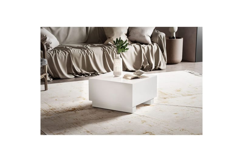 Soffbord Wohnling MONOBLOC modernt utseende, 60x60x35 cm, med släda ben Vit - Vit - Möbler - Vardagsrum - Soffbord & vardagsrumsbord - Soffbord
