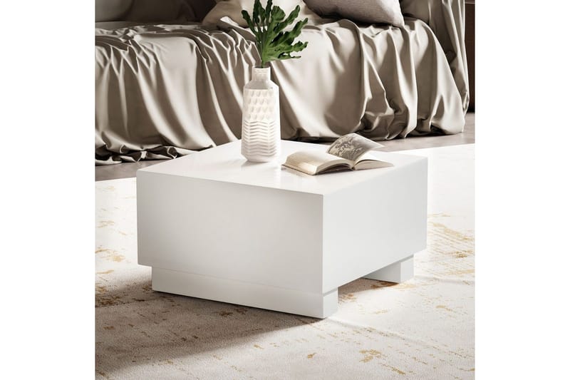Soffbord Wohnling MONOBLOC modernt utseende, 60x60x35 cm, med släda ben Vit - Vit - Möbler - Vardagsrum - Soffbord & vardagsrumsbord - Soffbord