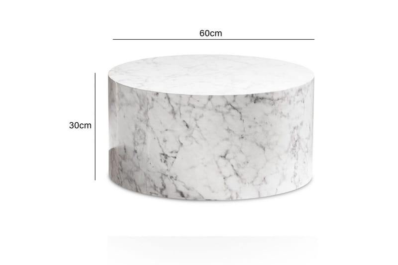 Soffbord Wohnling MONOBLOC rund 60 cm, modern stil Marmor Vit - Marmor Vit - Möbler - Vardagsrum - Soffbord & vardagsrumsbord - Marmorbord