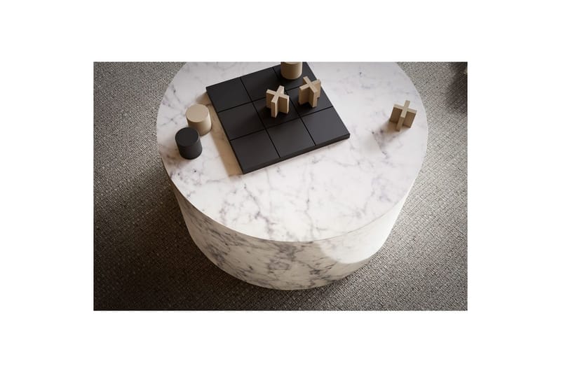 Soffbord Wohnling MONOBLOC rund 60 cm, modern stil Marmor Vit - Marmor Vit - Möbler - Vardagsrum - Soffbord & vardagsrumsbord - Soffbord