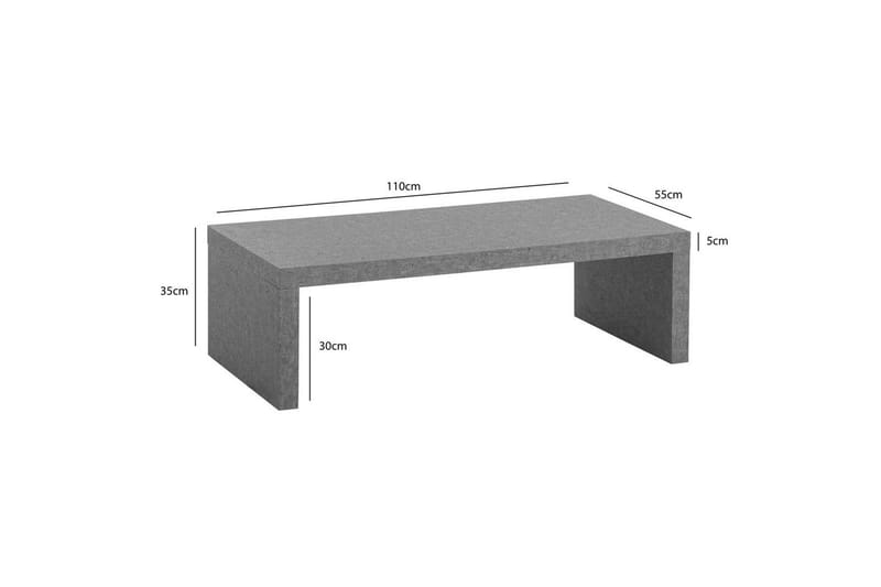 Soffbord Wohnling rektangulär 110 cm, stenoptik, modern look Grå - Grå - Möbler - Vardagsrum - Soffbord & vardagsrumsbord - Soffbord