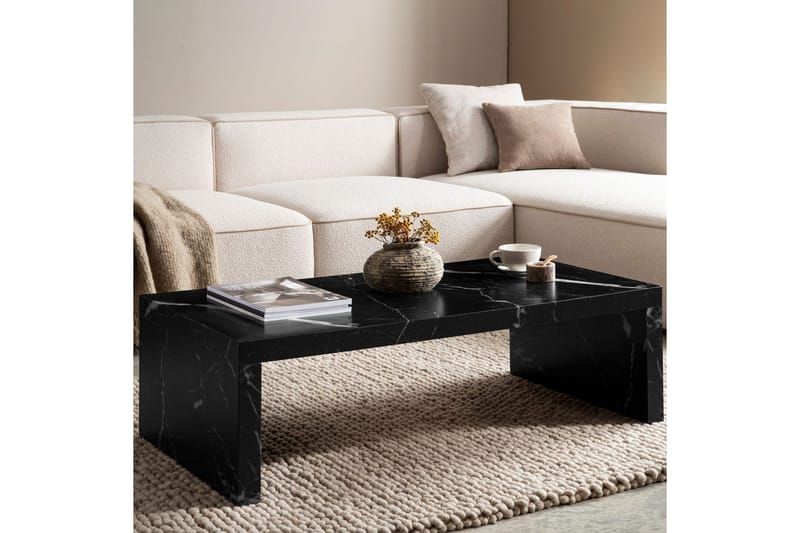 Soffbord Wohnling rektangulär 110 cm, stenoptik, modern look Marmor Svart - Marmor Svart - Möbler - Vardagsrum - Soffbord & vardagsrumsbord - Soffbord